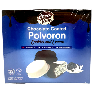 ChocoVron Schokolade coated Polvoron – Kekse & Sahne – Choco, weiß, 2 in 1 beschichtet – 12 Stück – 240 g