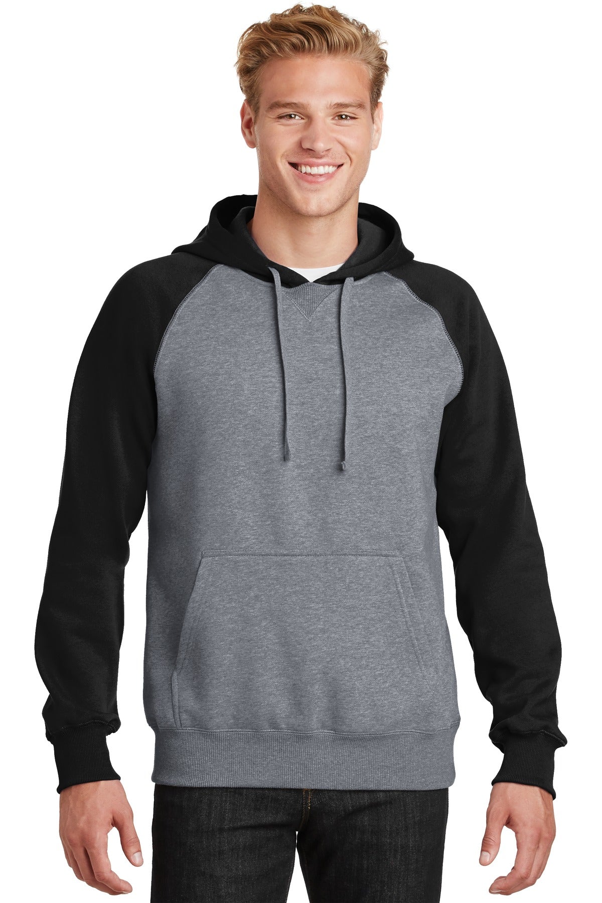 Sport-Tek Raglan Colorblock Pullover mit Kapuze für Herren