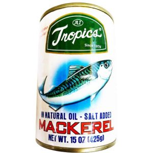 Tropics – Mackerel in Naturöl – Salz zugesetzt – 15 Unzen