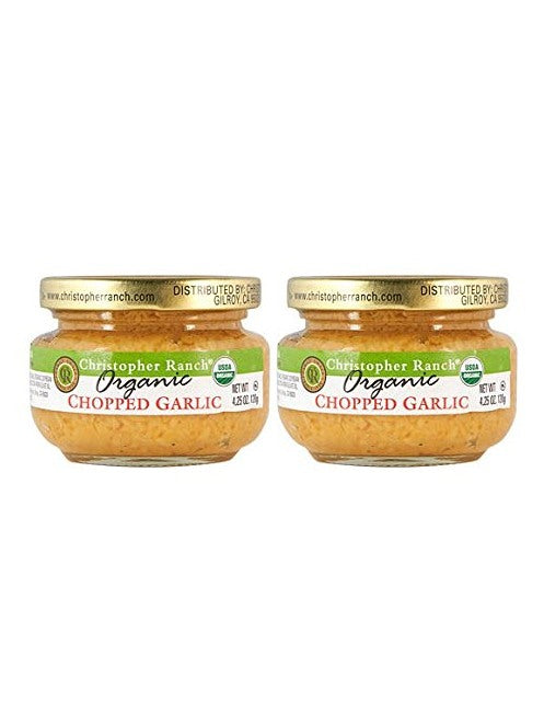 Gehackter Knoblauch Bio USDA Christopher Ranch 4,25 oz 2er Set insgesamt f