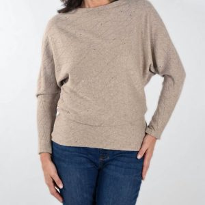 Funkelnder Strickpullover in Haferflocken
