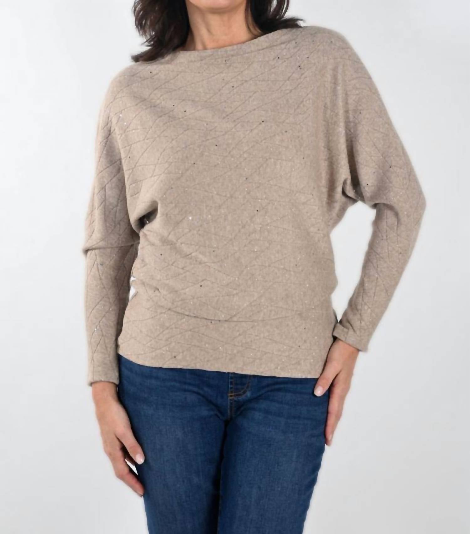 Funkelnder Strickpullover in Haferflocken