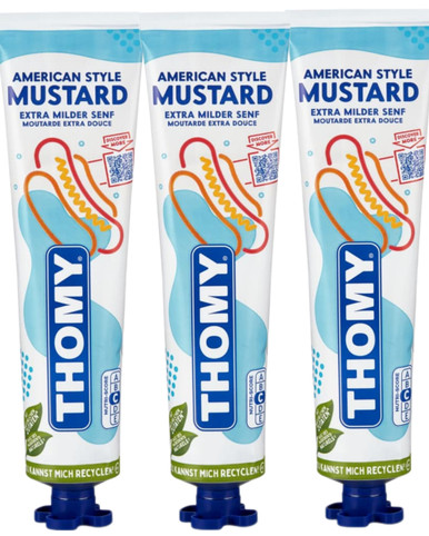 Thomy Senf in einer Tube, Quetschen Senf, (3er Packung)