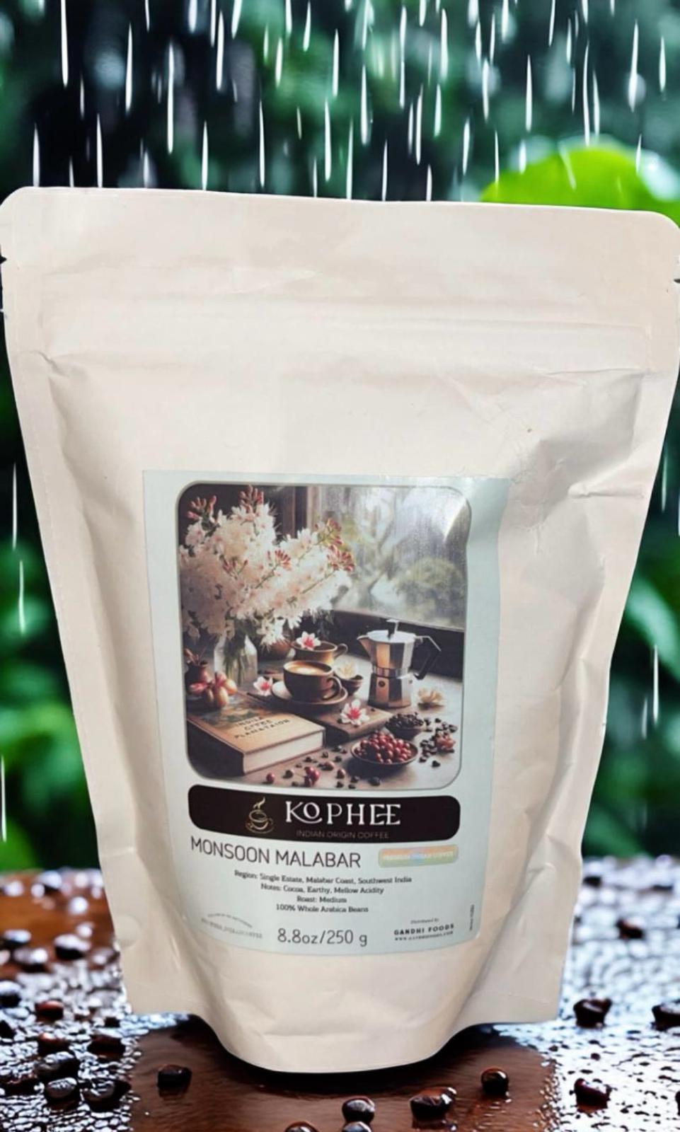 Kophee Monsoon Malabar Indian Origin Kaffee, ganze Bohnen, kleine Charge gebraten, Single Origin