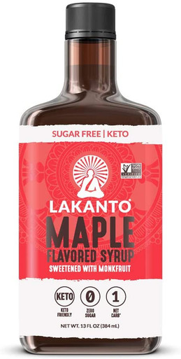 Lakanto Zuckerfrei Ahornsirup, Monkfruit Süßstoff, Keto Diät freundlich, Vegan, 1g Netto Kohlenhydrate, Pfannkuchen, Waffeln, Haferflocken, Kaffee, Tee, Müsli, Frosting, Marinade, Dressing (13 Fl Oz)
