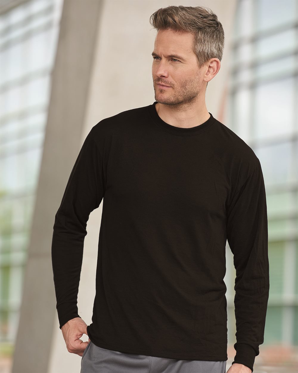 JERZEES Herren Dri-Power 100% Polyester Langarm T-Shirt 21LS