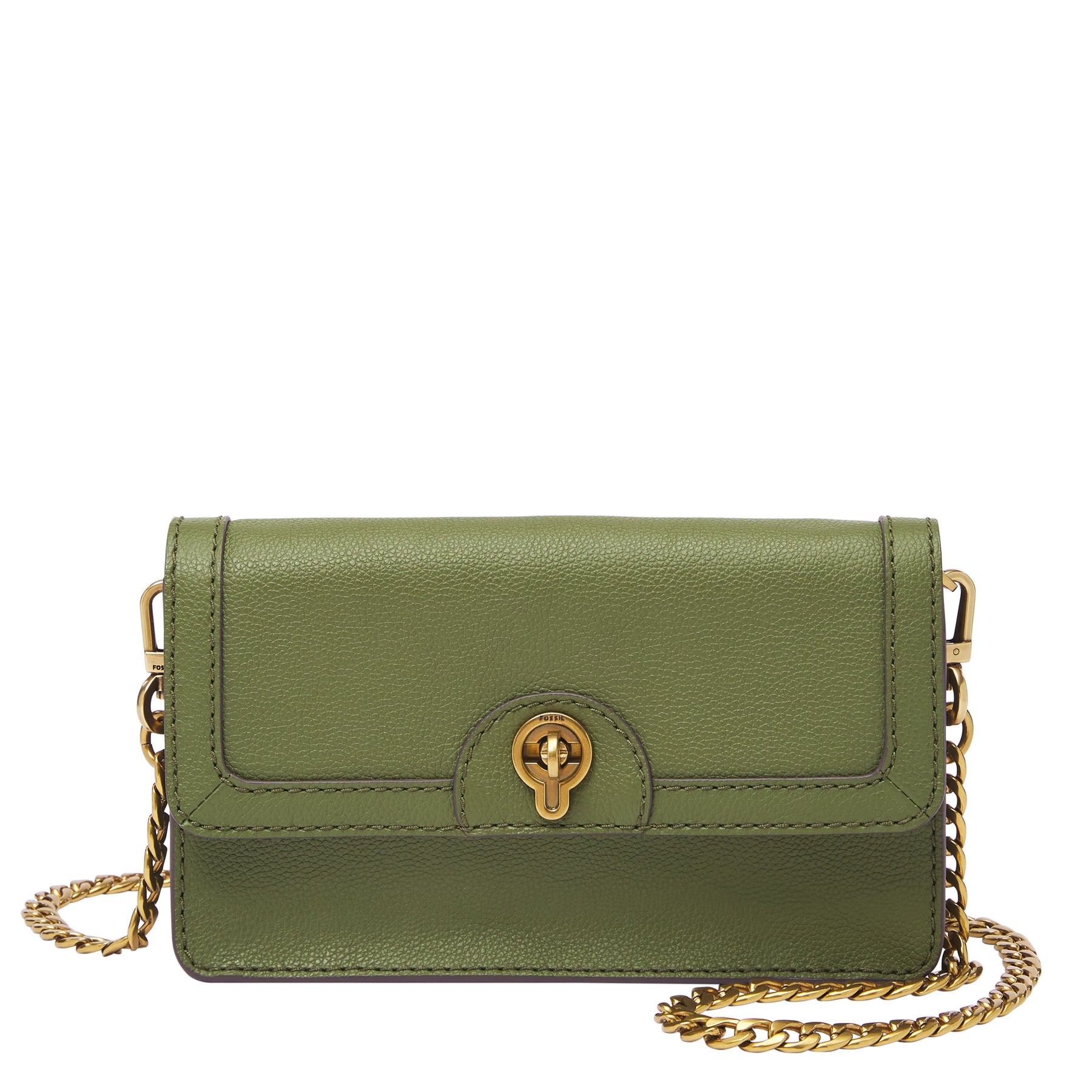 Fossil Damen Ainsley Leder Geldbörse auf Kette mit Turn Lock