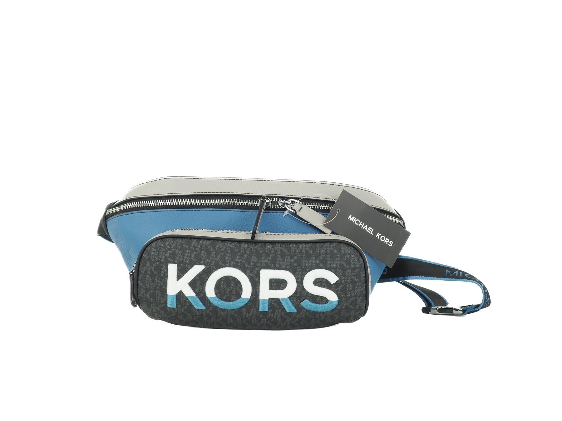 Michael Kors Cooper Große blaue Mehrfarbig Leder Embroide Logo Utility Gürtel Damentasche