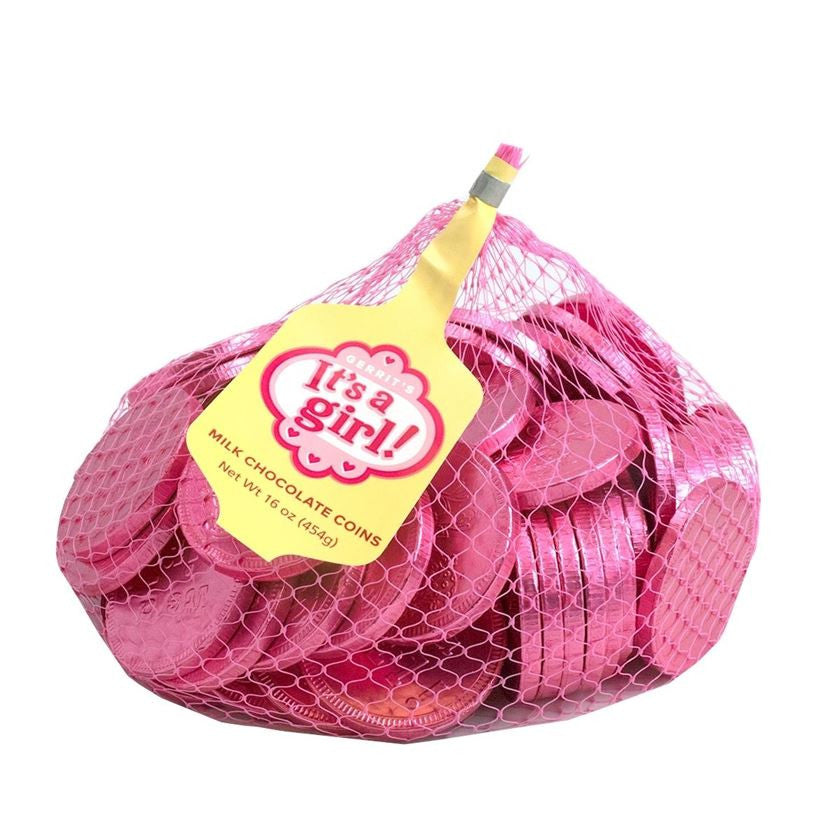 Es ist ein Mädchen rosa Schokolade Folie Münzen Fort Knox