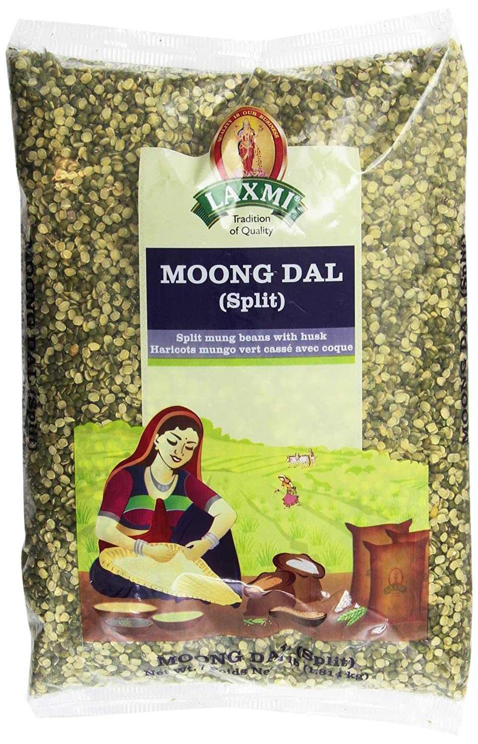 Laxmi Moong Dal (Split Mung Bohnen) mit Husk, 4 Pfund