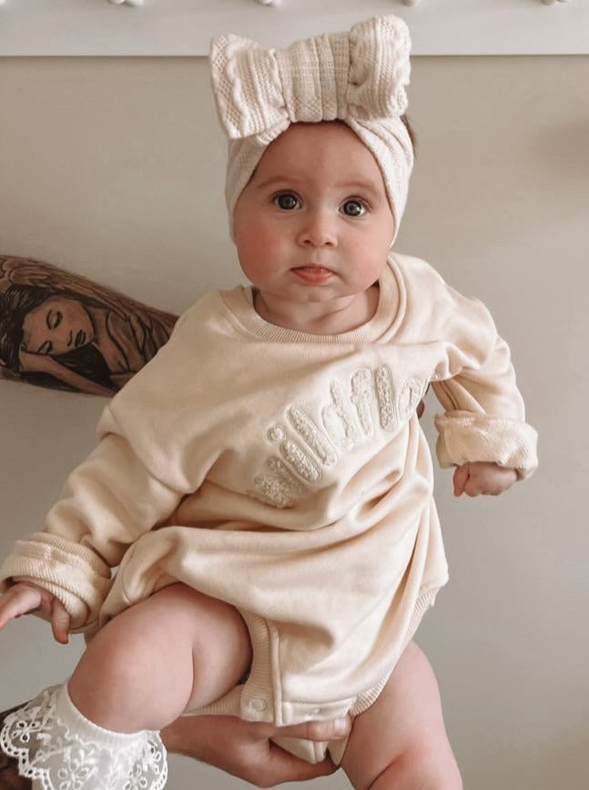 Luna + Luca Strick Bow Stirnband Off-White