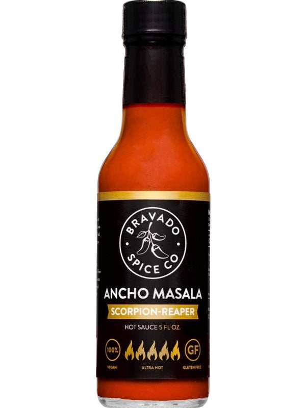 Chilisauce Bravado Ancho Masala Skorpion Reaper 5 oz Hitze 9