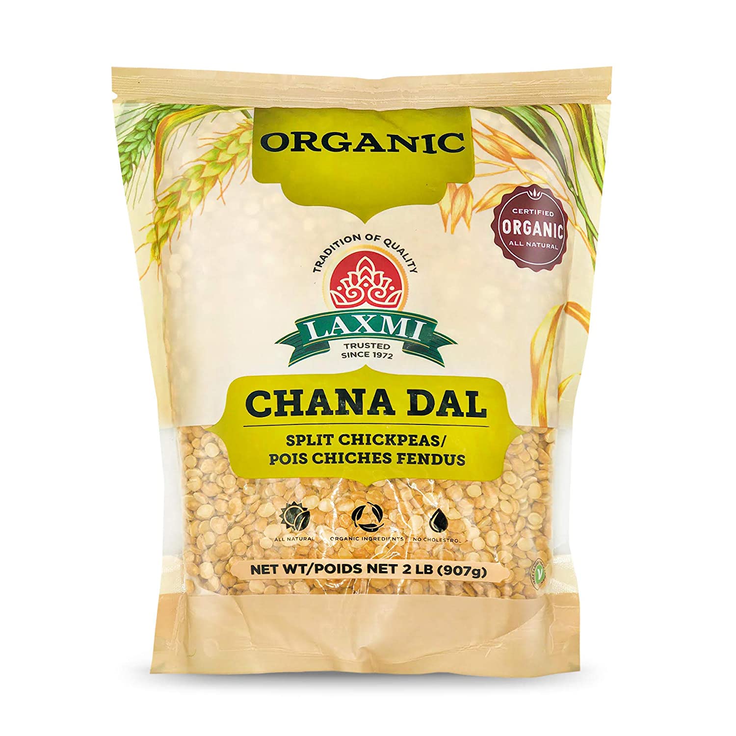 Laxmi Bio Chana Dal, Braune Baby Kichererbsen, Körner aus Indien, 2lbs