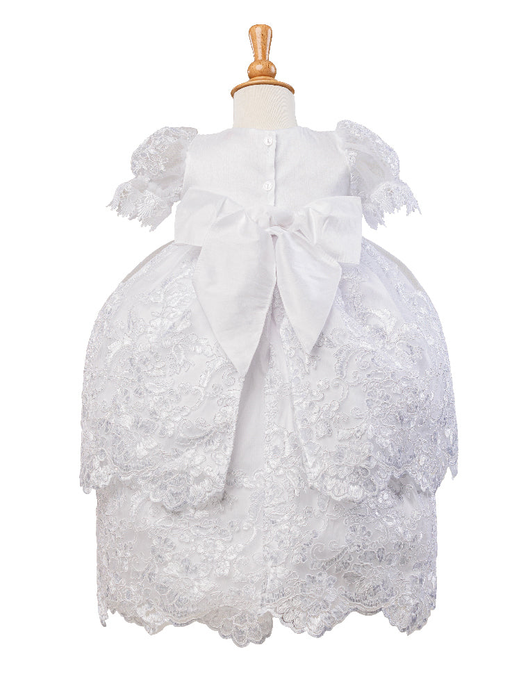 Kleine Mädchen weiße Puff Ärmel Bonnet 3 Stück Taufe Kleid Set 2-3