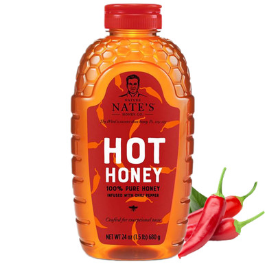 Nature Nate's Hot Honig, 100% reiner Honig mit Chili-Pfeffer, 24 oz Squeeze Flasche