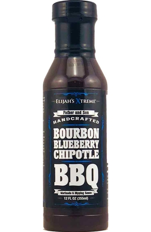 Elijahs Extreme Bourbon Infused Heidelbeere Chipotle BBQ, 12oz