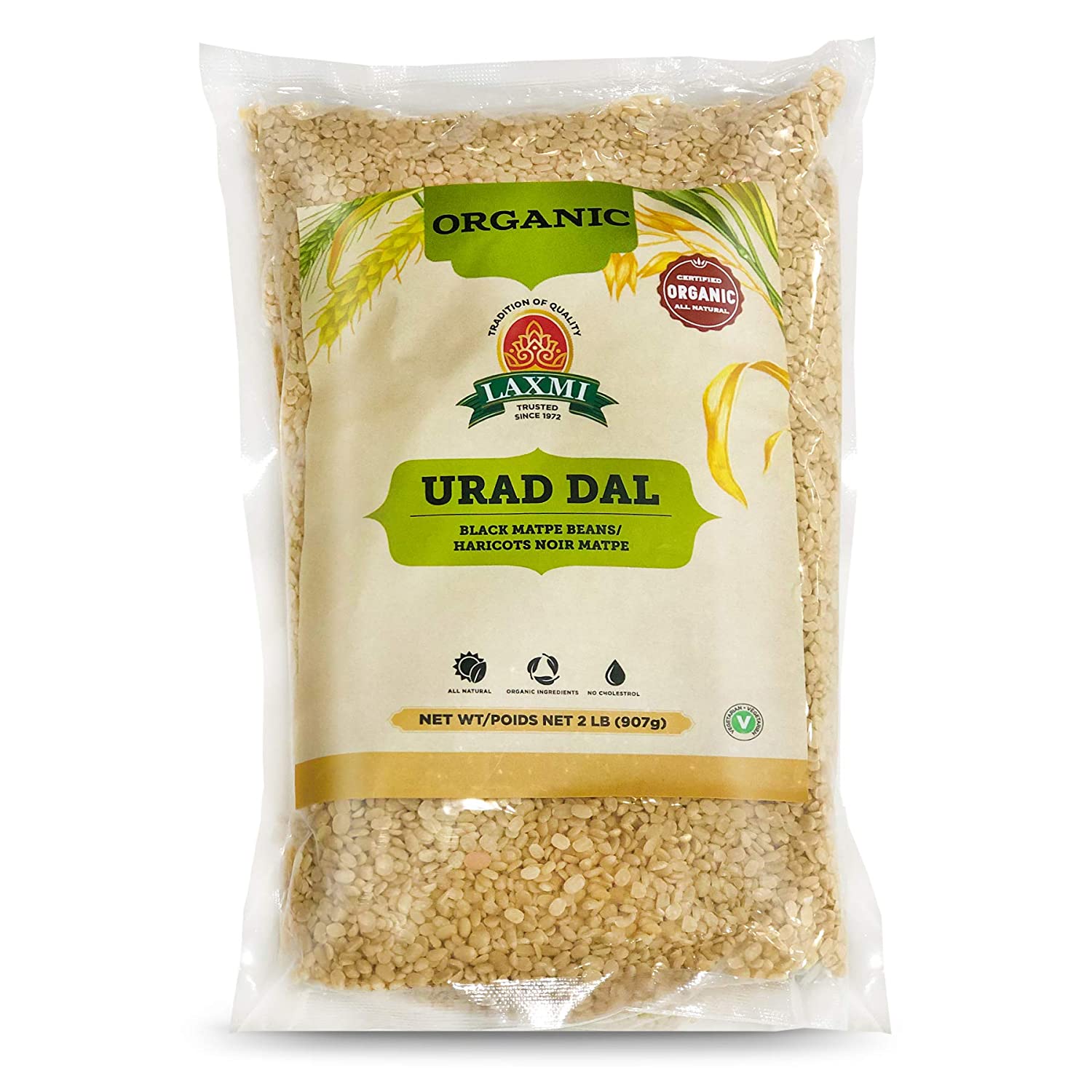 Laxmi Bio Urad Dal (unbeschädigte schwarze Linsen), 2lbs