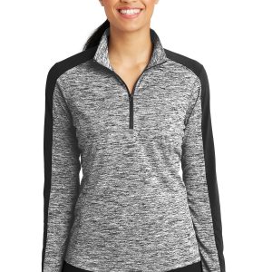 Sport-Tek Damen-Pullover PosiCharge Electric Heather Colorblock 1/4-Reißverschluss LST397