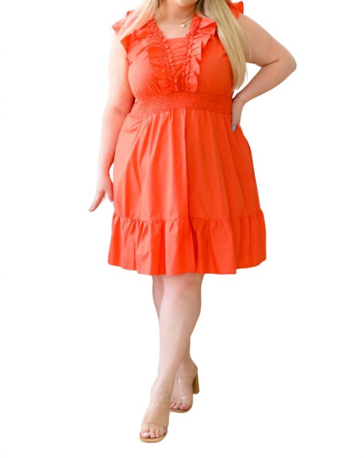 Kleid mit Rüschendetail in Rot