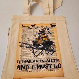 “Der Garten ruft und ich muss gehen” Tragetasche aus Bio-Baumwolle