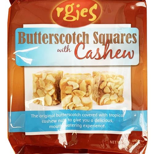 RGIES – Butterscotch Squares mit Cashewkernen – 10 Stück – 170 G