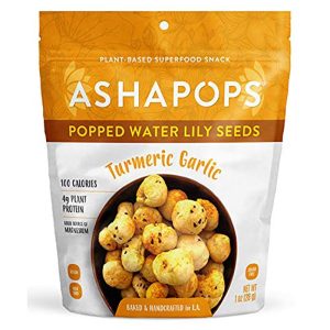AshaPops – Poppped Water Lily Seeds Kurkuma Knoblauch, 1 Unze