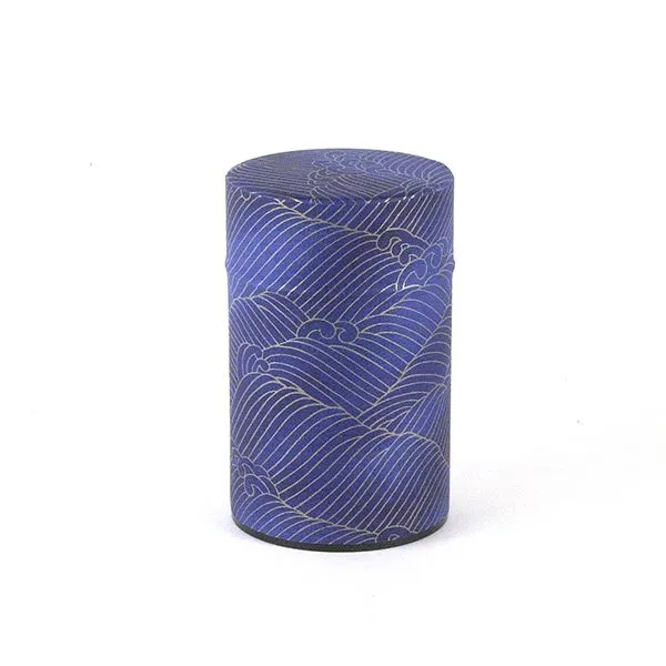 Japanische Washi Dose – Gold auf Indigo Waves
