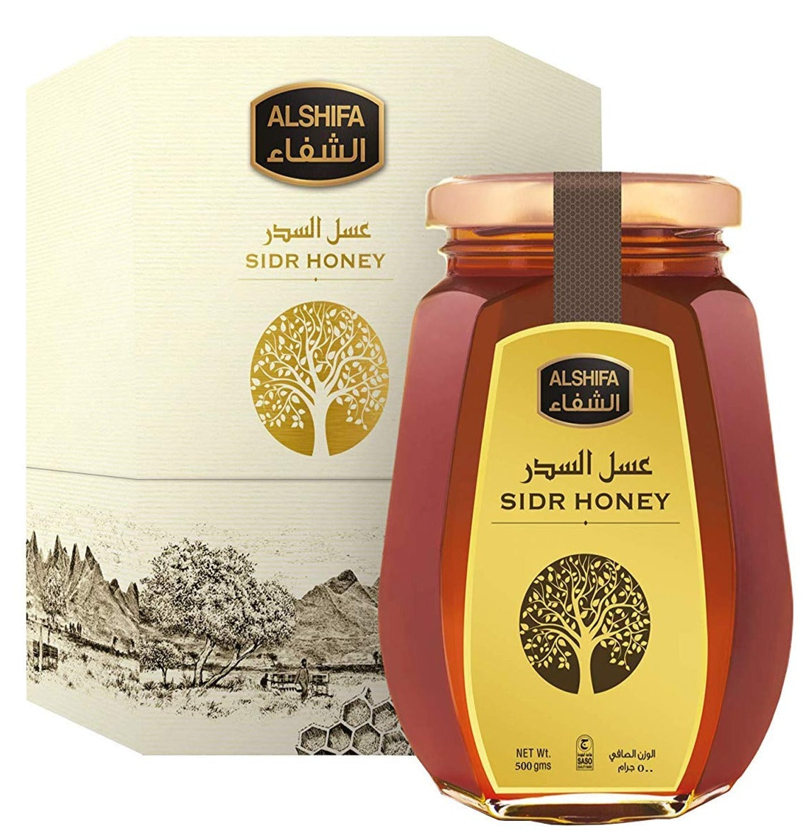 AL SHIFA All natürlich Reiner Roher Sidr Honig, Gold, 250g
