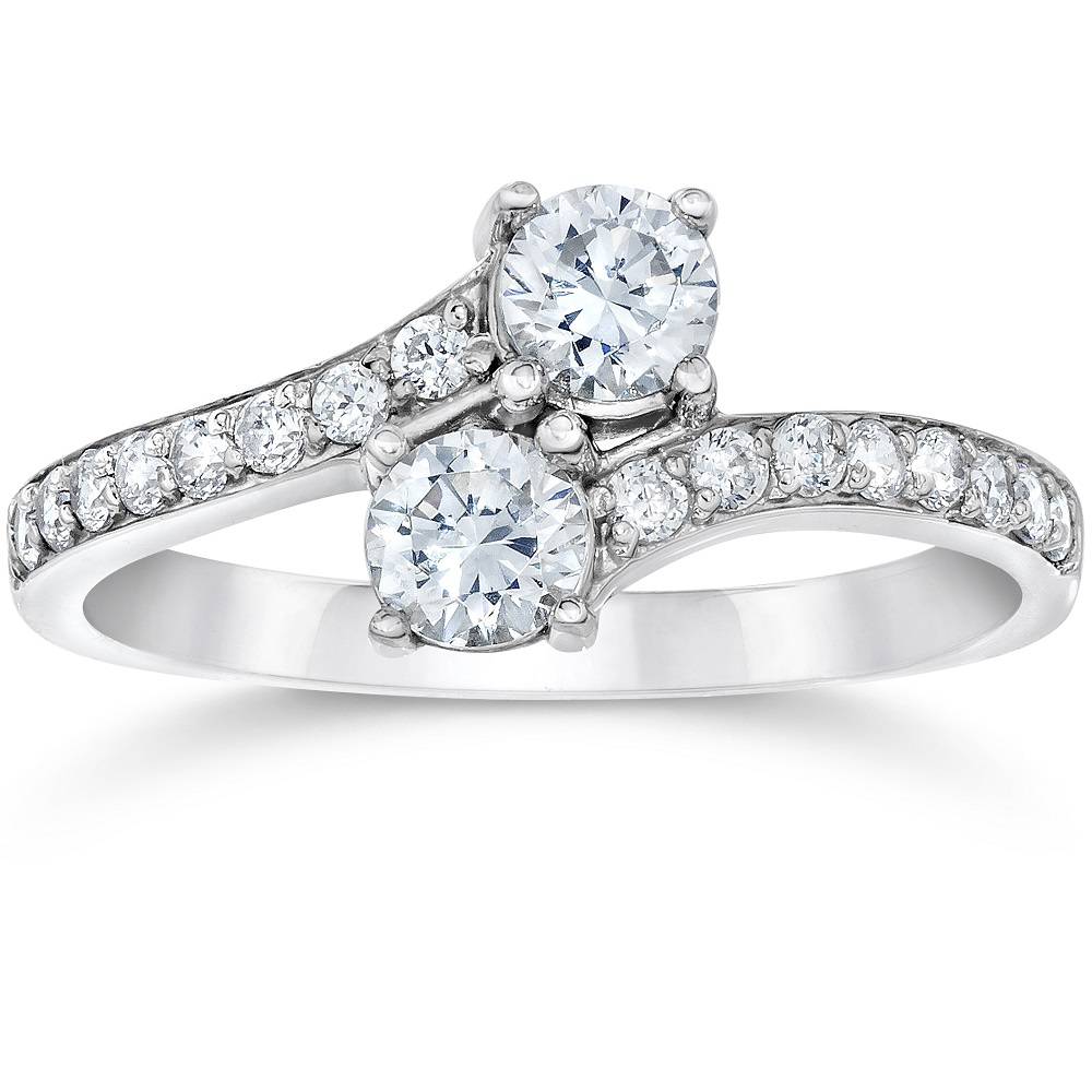 1 3/4 ct 2-Stein für immer uns Labor gewachsen Diamant Verlobungsring 14K Weißgold
