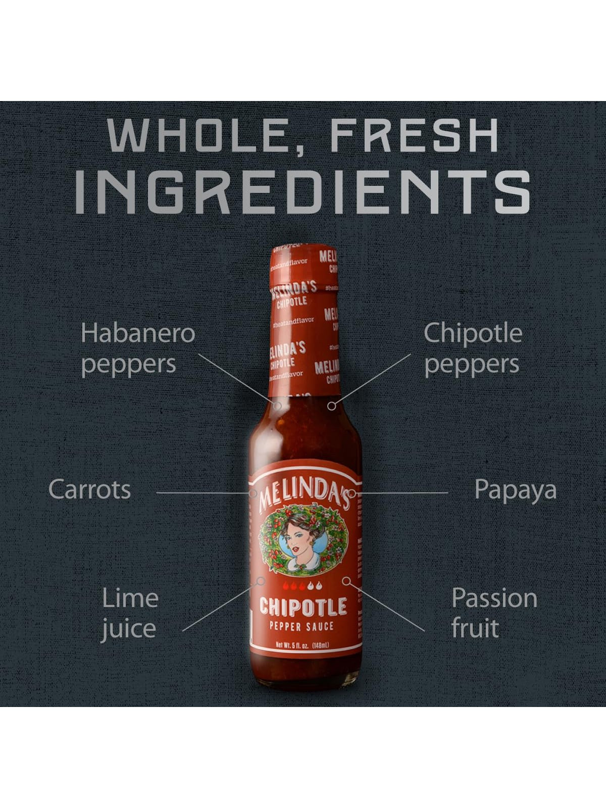 Chilisauce Melinda's Chipotle 5 oz Hitze 6