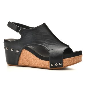 Baby Cork Sandalen mit Keilabsatz in Schwarz