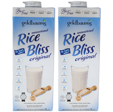 Goldbaums Reis Bliss Original ungesüßter Reis Drink, milchfrei, 33.8 fl oz (Packung mit 2)