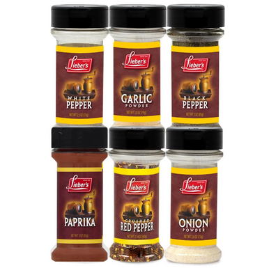 Passah-Gewürz-Set, weißer Pfeffer, Knoblauch, schwarzer Pfeffer, Paprika, zerdrückter roter Pfeffer, Zwiebelpulver, koscher für Passah (6 Stück)