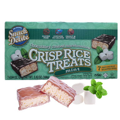 Snack Delite Minze Crisp Reis Leckereien, Schokolade beschichtet Marshmallow, 7 Bars