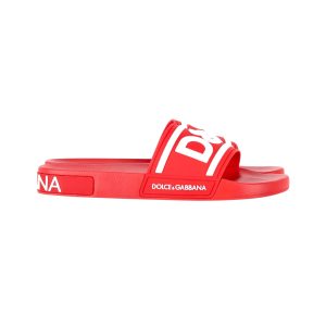 Dolce & Gabbana Logo-Pool-Slides aus rotem Gummi
