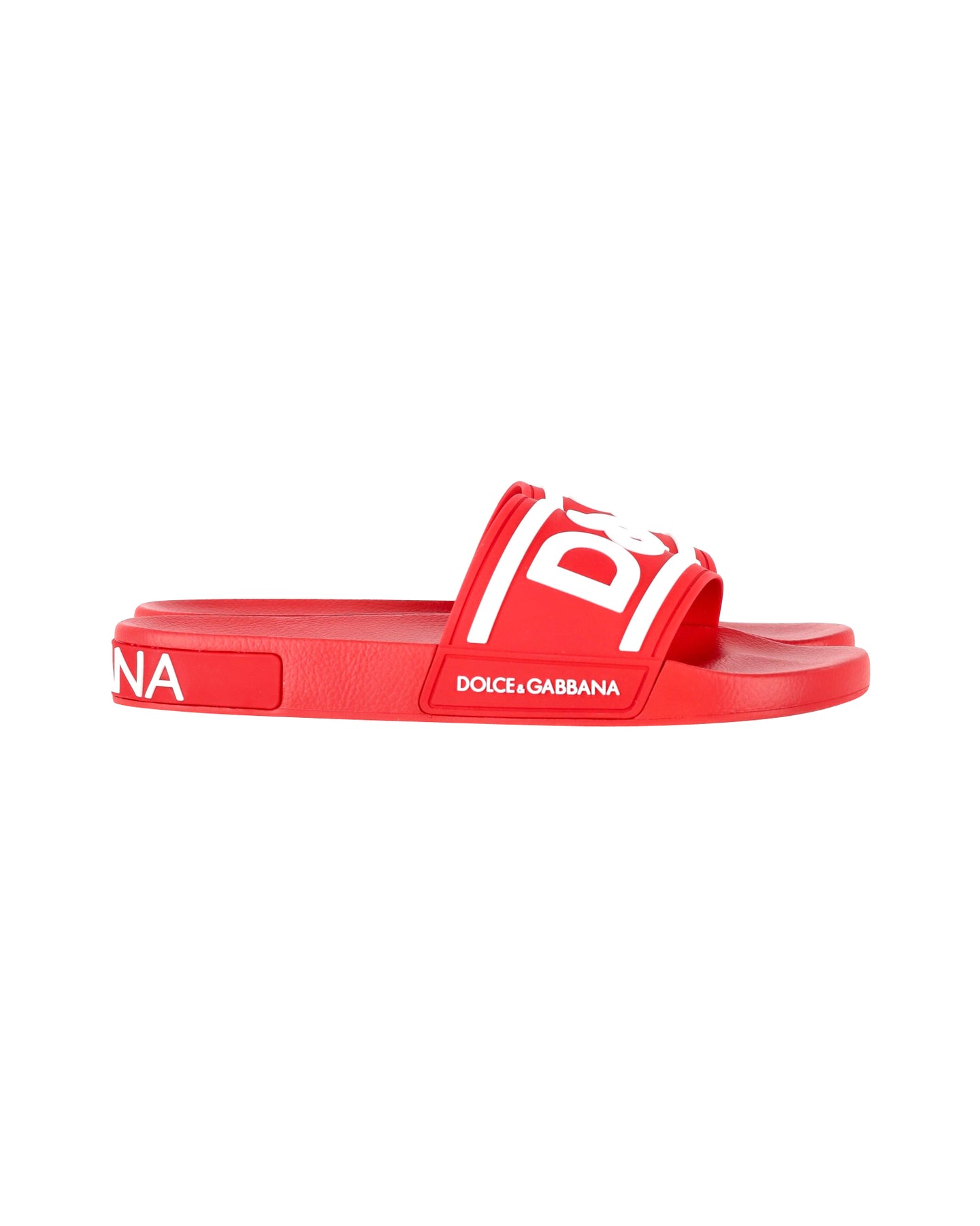 Dolce & Gabbana Logo Pool Slides aus rotem Gummi