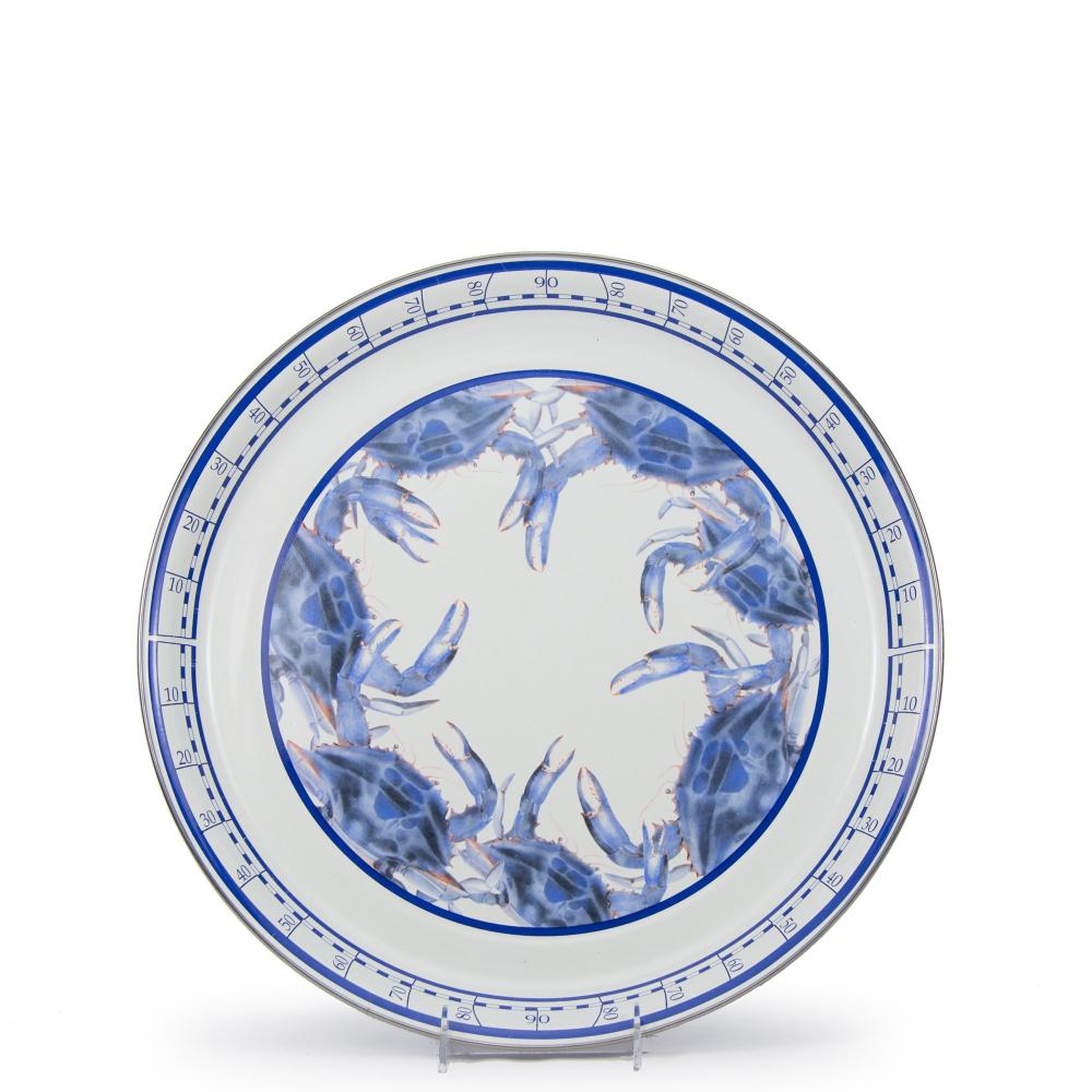 Blau Crab Emaille Serviertablett
