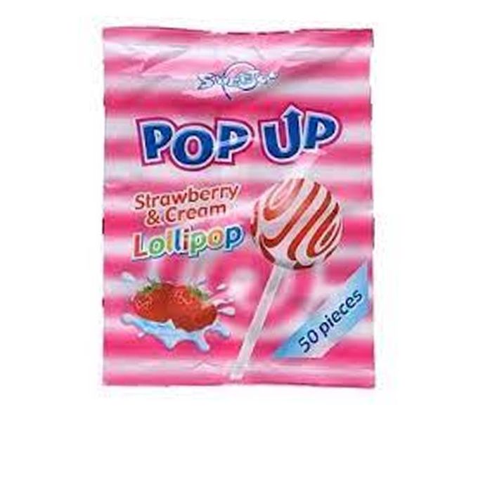 Sweetco Pop Up Erdbeere Lollipop – 50 Stück