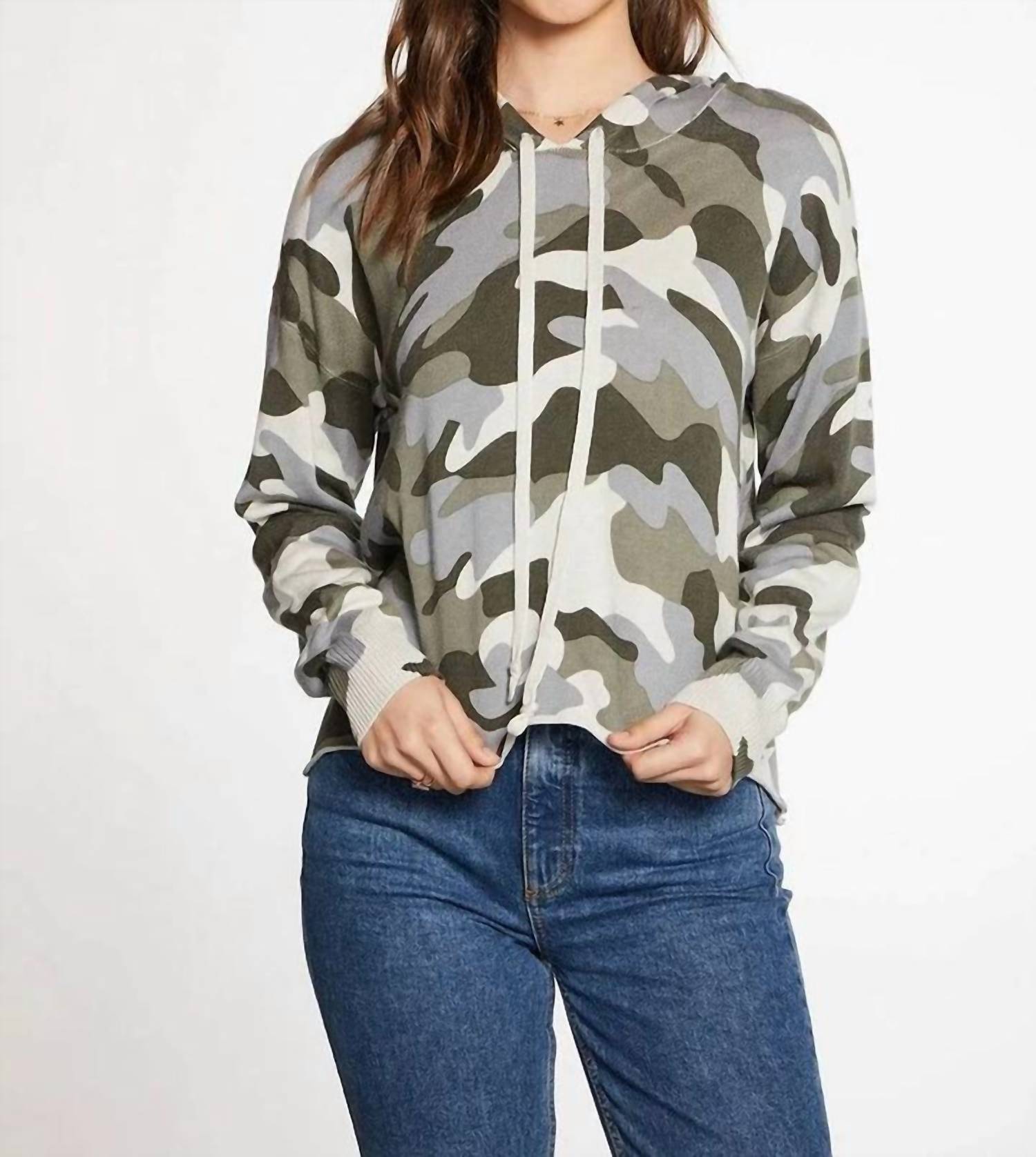 Camo Langarm Kapuzenpullover