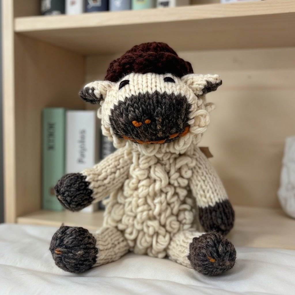 Finn + Emma Handgemachte Wolle Stricken Stuffy Buddy – Sawyer das Schaf