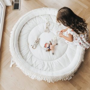 Finn + Emma Runde Makramee-Babyspielmatte aus Bio-Baumwolle