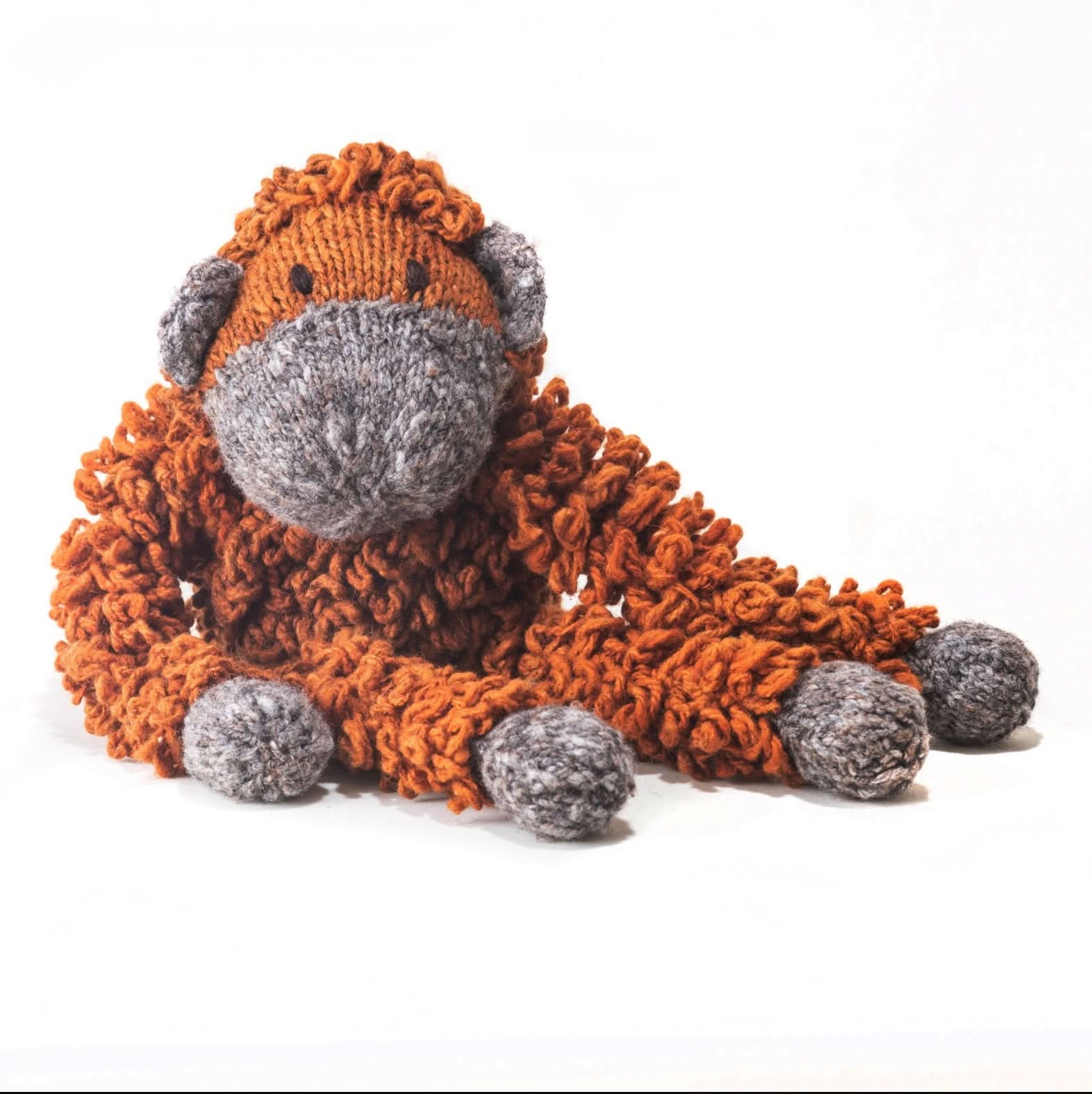 Finn + Emma Wolle Strick Buddy Ungiftiges Bio Stuffy Spielzeug – Opal der Oranguntan
