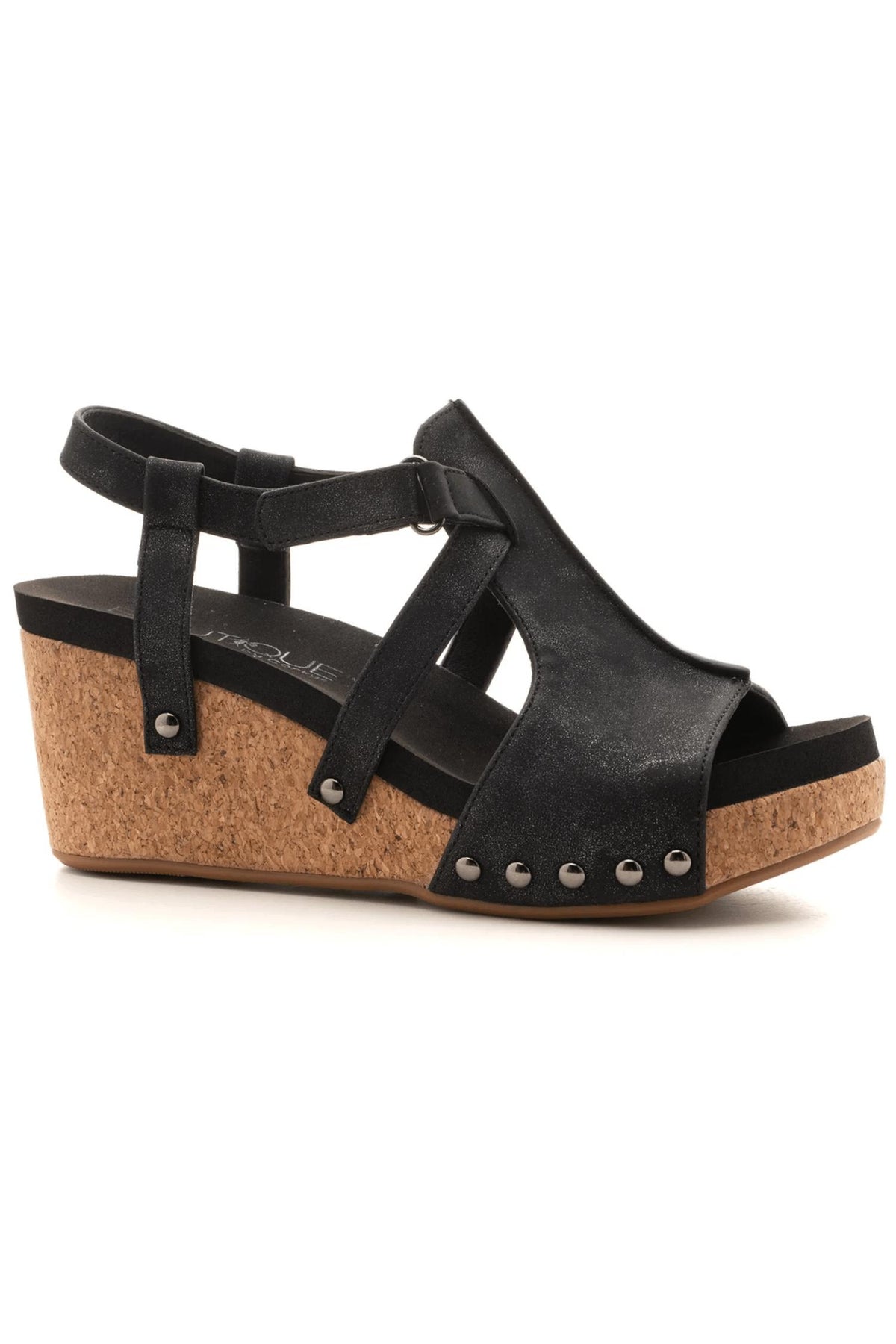 Sandalen mit Keilabsatz aus Kork in Schwarz