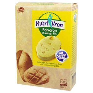 ChocoVron – NutriVron – Polvoron with getrocknete Mangostücke – köstlicher gerösteter Weizenkuchen mit üppigen Mangostücken – 8 Stück – 120 g