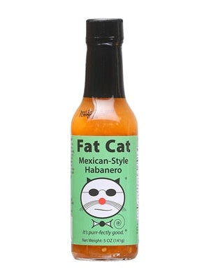 Chilisauce Fat Cat Mexikanischer Stil Habanero Grün Label 5 oz Hitze 6