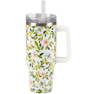 Blumen und Bienen Reise Tasse