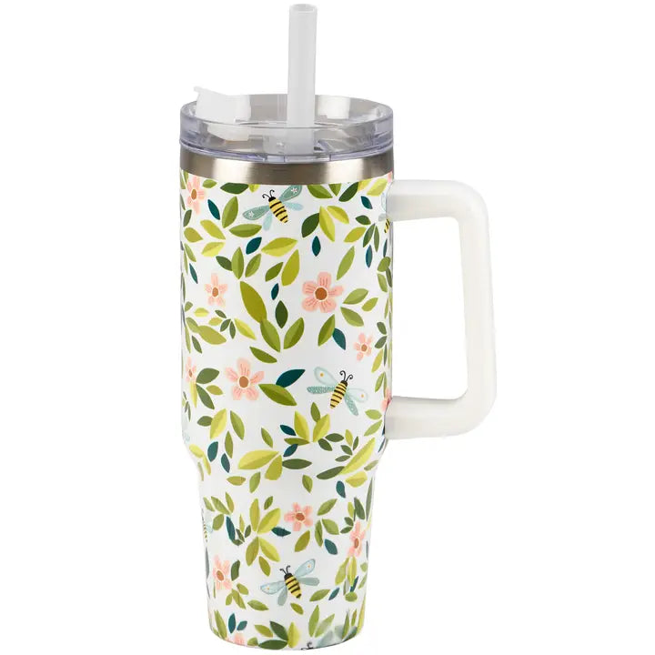 Blumen und Bienen Reise Tasse