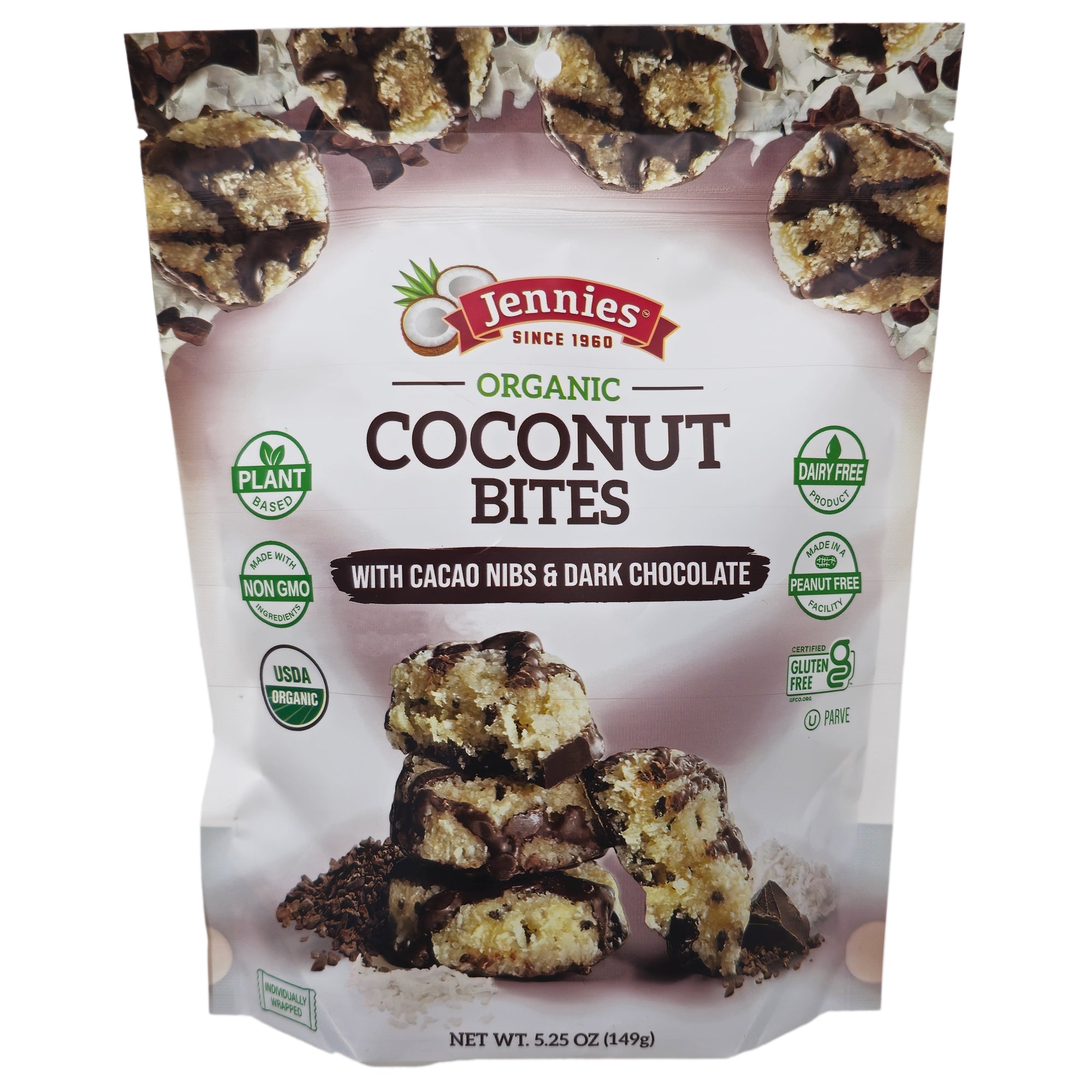 Jennies Bio Kokos Bites mit Kakaonibs & dunkler Schokolade – 5.25o