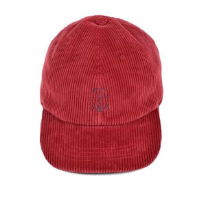 Brunello Cucinelli Baseballmütze aus rotem Cord