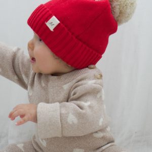 Luna + Luca Pom Beanie – Rot